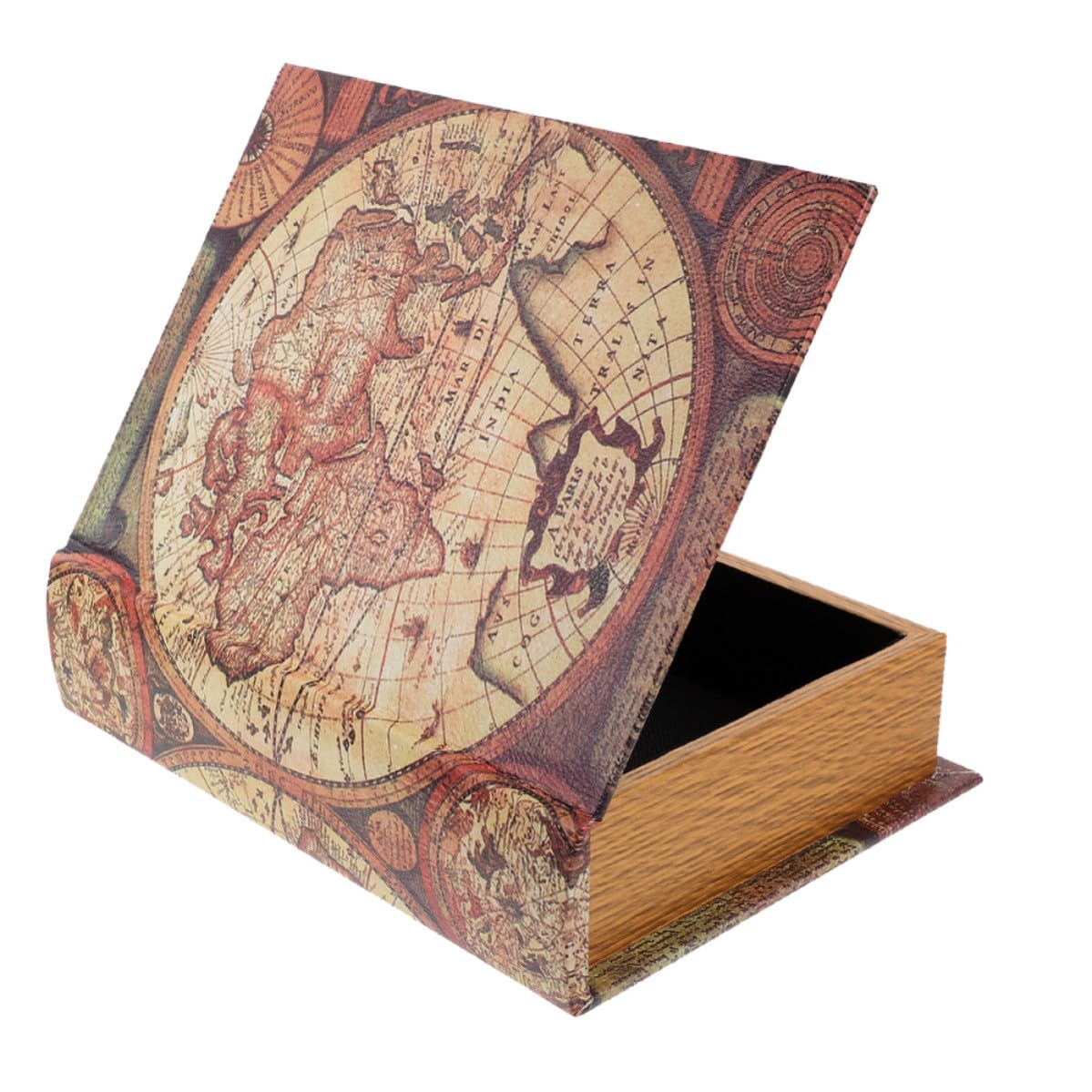 Boîte de rangement livre de simulation vintage en cuir PU pour décoration intérieure