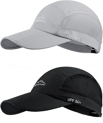 2 Pack Unisex Baseball Cap Foldable Sports Hat with UPF 50+ Runing Hat