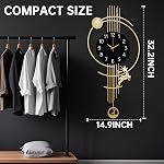 Large Wall Clocks for Living Room,Silent Non Ticking Battery Operated Oversized Modern Wall Clock for Bedroom, Farmhouse, Office, Kitchen Home Wall Decor-14.9x32.2Inch(Golden)