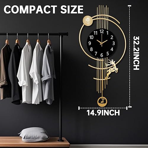 Miniatura 6 de Reloj de pared grande para sala de estar, silencioso y sin tictac, funciona con pilas, reloj de pared moderno de gran tamaño para dormitorio,