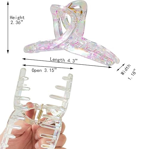 Miniatura 3 de Kitiin Pinzas para el cabello, iridiscentes transparentes y fuertes pinzas para mujeres y niñas, accesorios para el cabello, 3 unidades