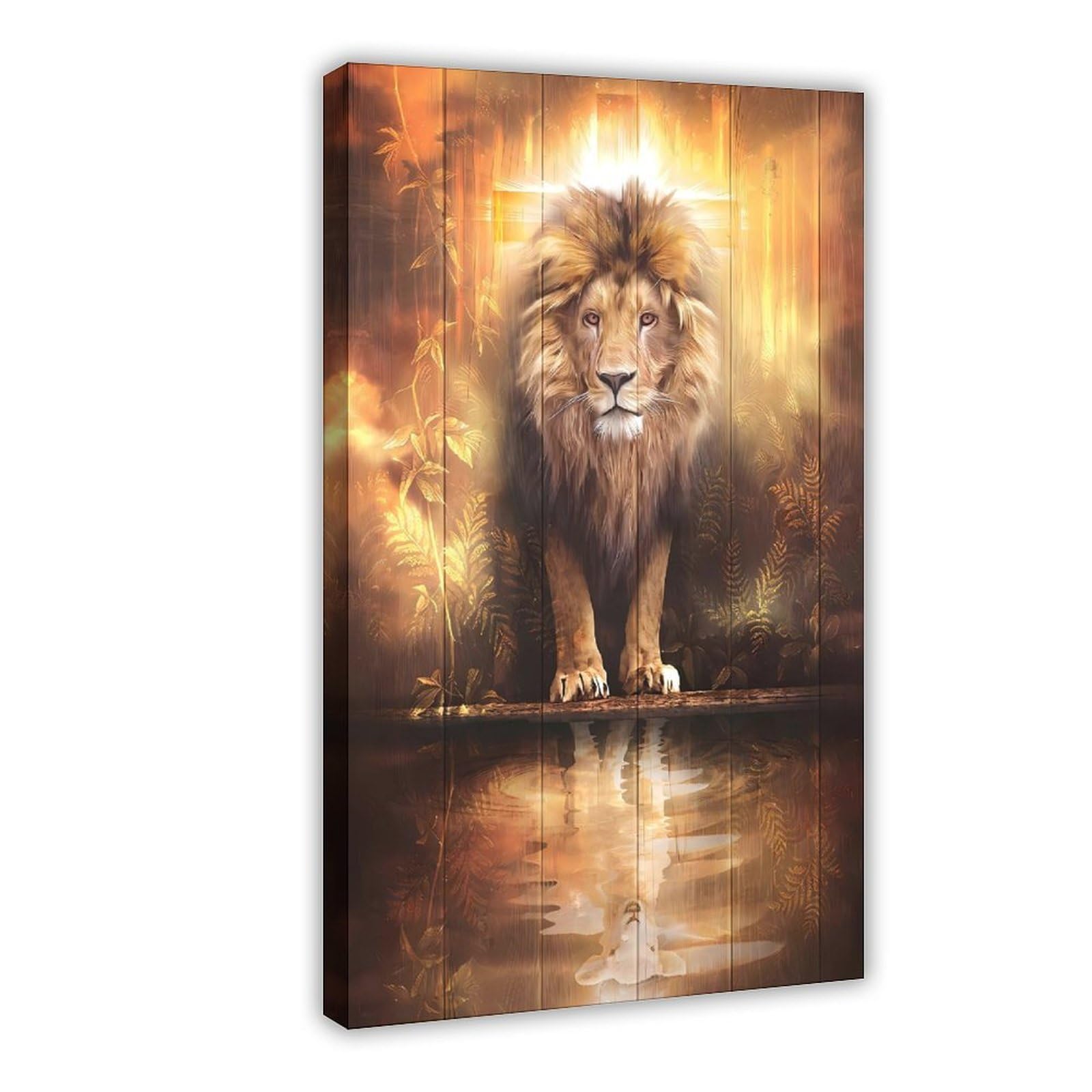 Qnvjqkdsi Frame The Lion And The Lamb Poster Canvas Poster Wall Art Decor Print Picture Paintings For Living Room Bedroom Decoration 24" L X 36" W