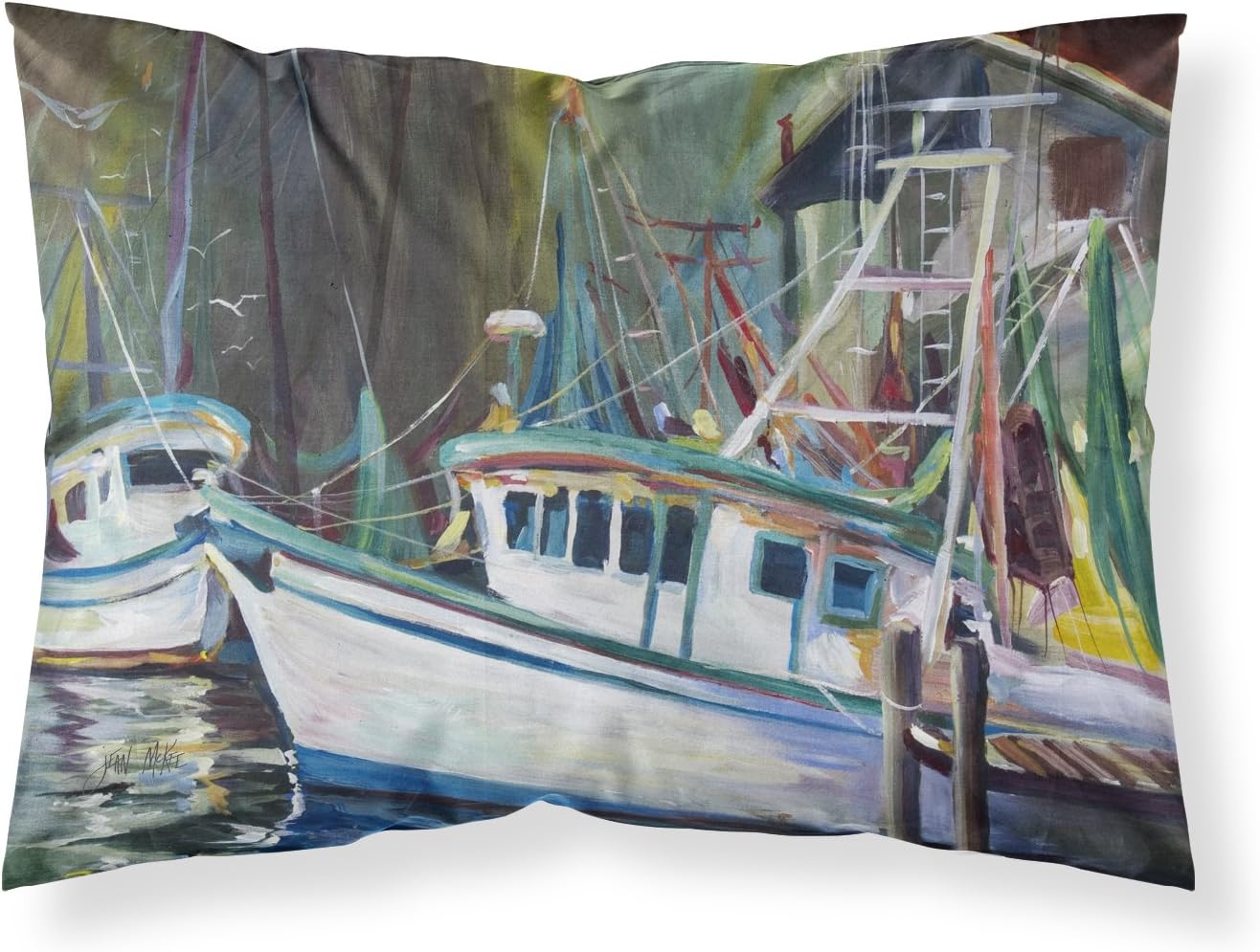Caroline's Treasures JMK1058PILLOWCASE Joe Patti Shrimp Boat Fabric Standard Pillowcase Lightweight Super Soft Easy Care Decorative Artwork Pillowcase, Standard