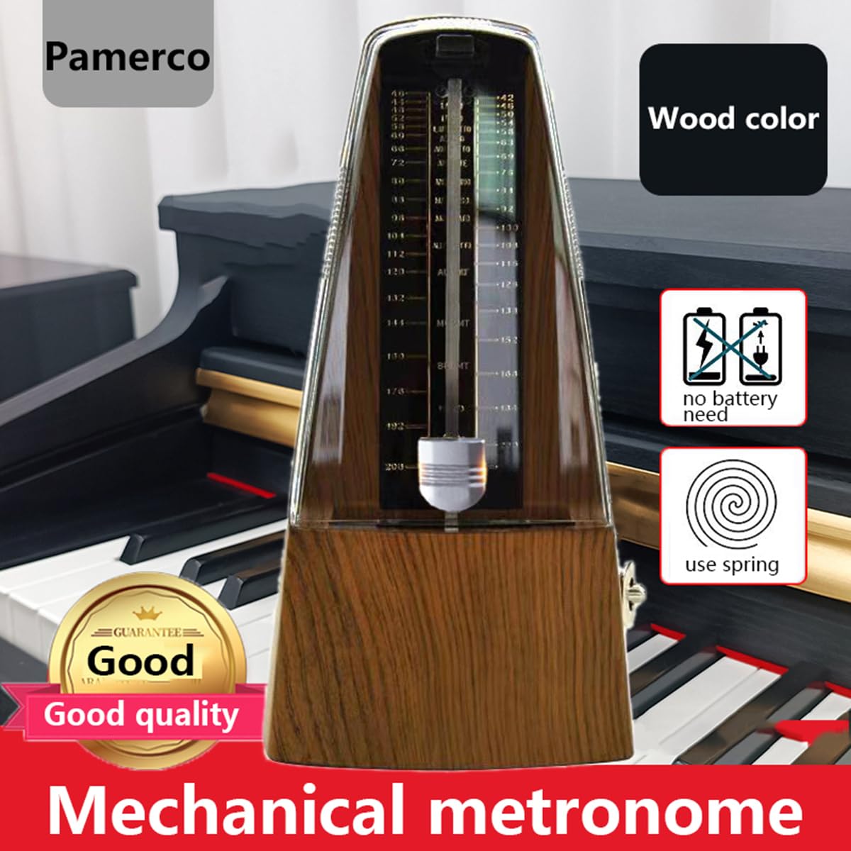 Metronom mechaniczny, głośny metronom fortepianowy, skrzypce, gitara, zestaw, perkusja, instrumenty, uniwersalny rytmolog (instrument muzyczny uniwersalny [kolor drewna])