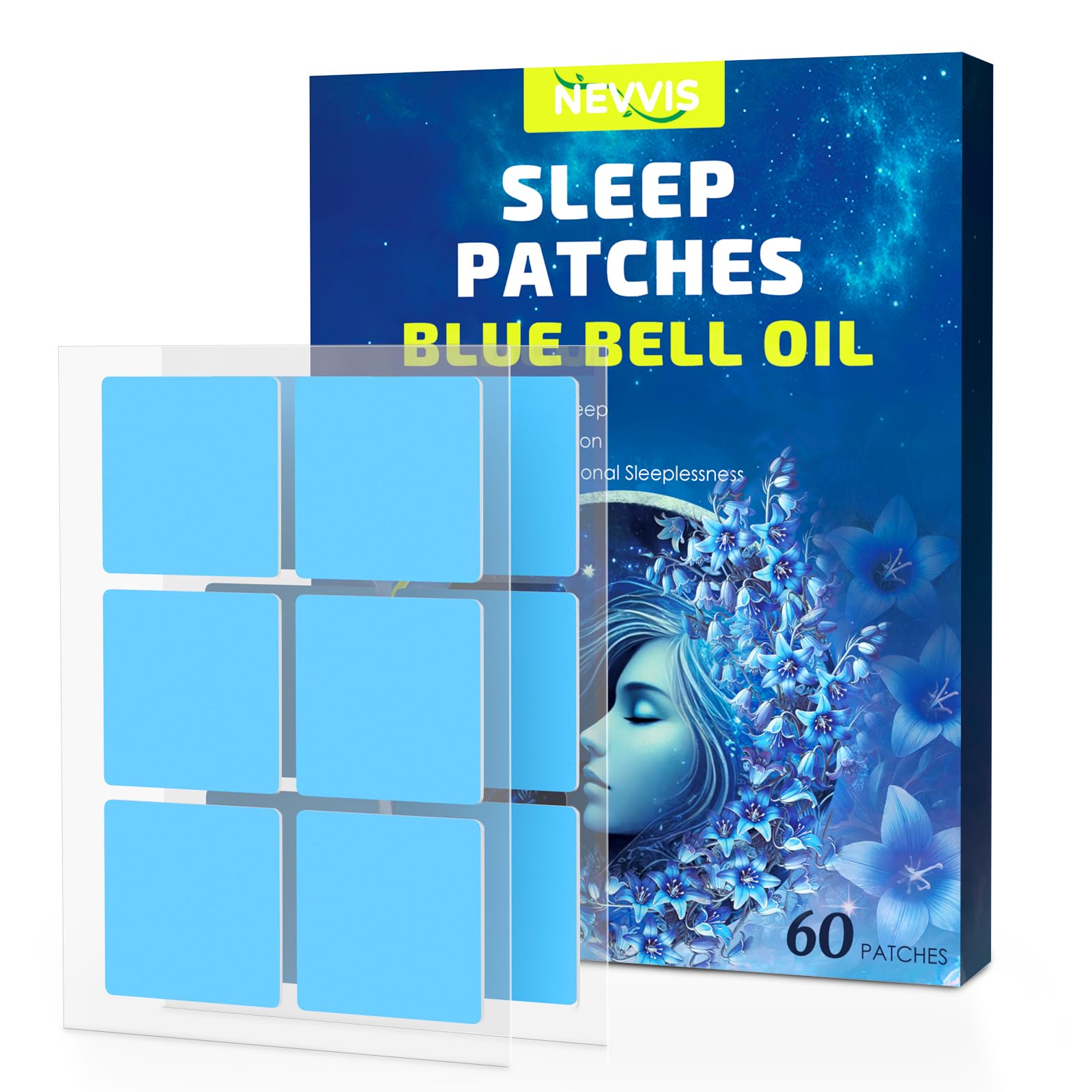 Sleep Patches, 60 Blue Bell Sleep Patches for Adults Extra Strength, Natural Plant Ingredients of Sleep Patch, Skin-Friendly & Last All Night