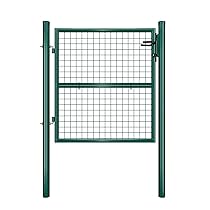 SONGMICS Cancello da Giardino, Cancelletto da Giardino, Acciaio Zincato con Serratura, Porta di 106 x 100 cm (L x H), Tubo Tondo, Cancello per Recinzione, Verde GGD150G01