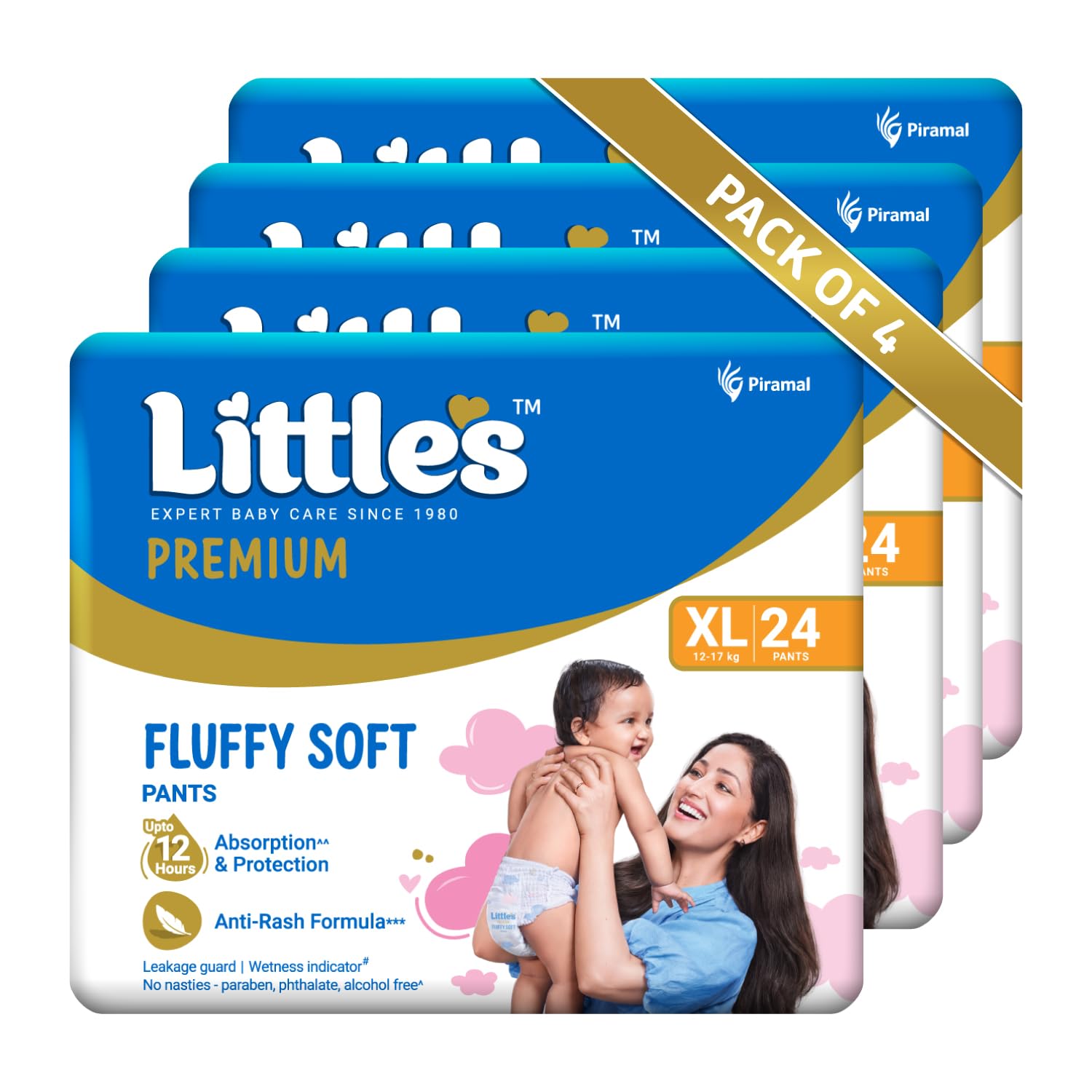 Little's Baby Diapers XL Size (Extra Large) Pants Style | 12-17 kg | 96 Count - Pack of 4 | CottonSoft Baby Diaper with Leakage Guard, Wetness Indicator & 12 Hours Absorption-image-25