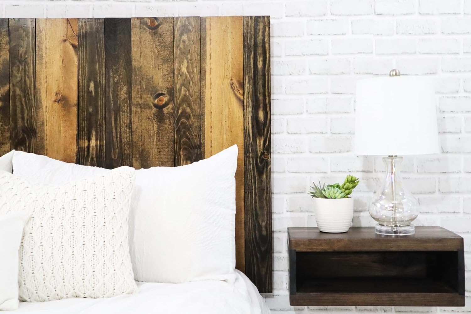 Barn Walls Solid Wood Queen Size Headboard, Dark Brown Stain with Smooth Natural Wood Grain Variation, Handcrafted Head Board Wall-Mounted Panels, Rustic Modern Bedroom, Built to Last