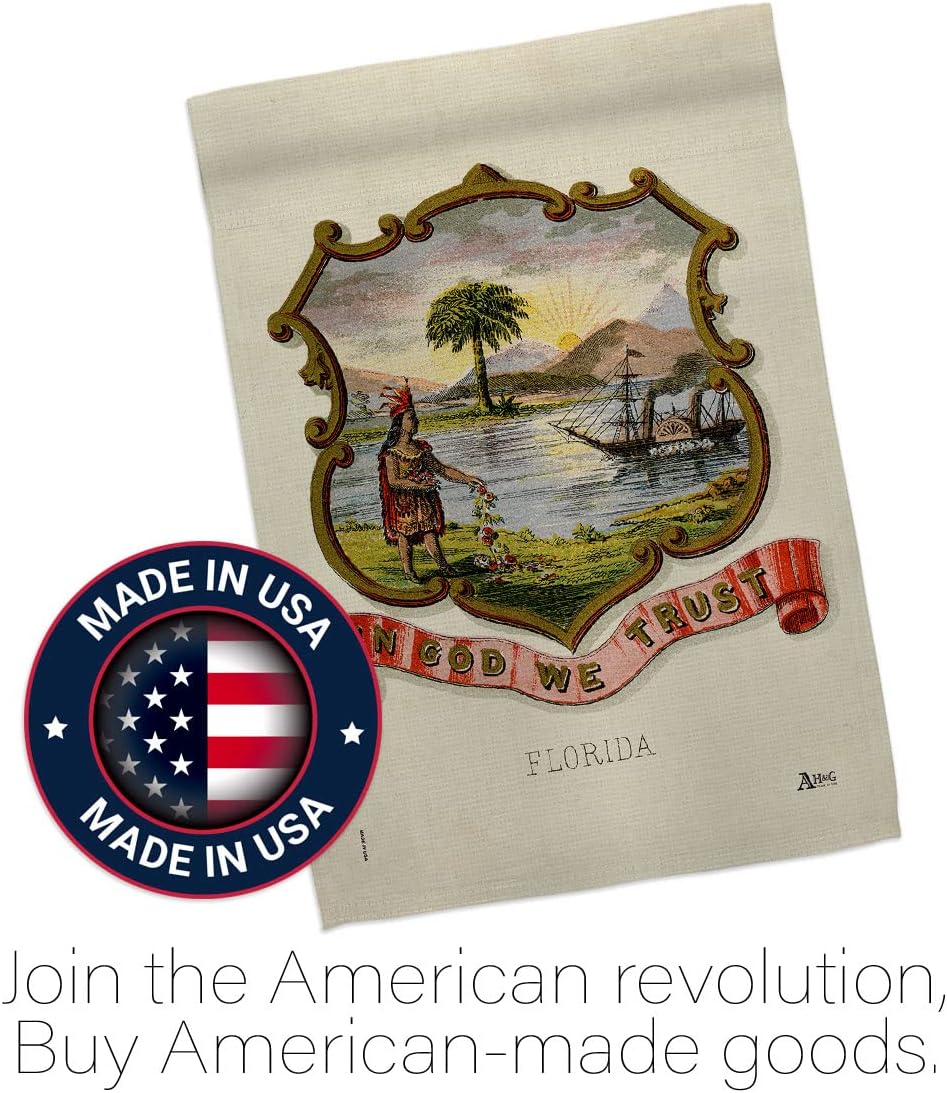 Americana Home & Garden Coat of arms Florida House Flag Americana States American Territories Republic Country Particular Area Decoration Banner Small Garden Yard Gift Double-Sided, Made in USA