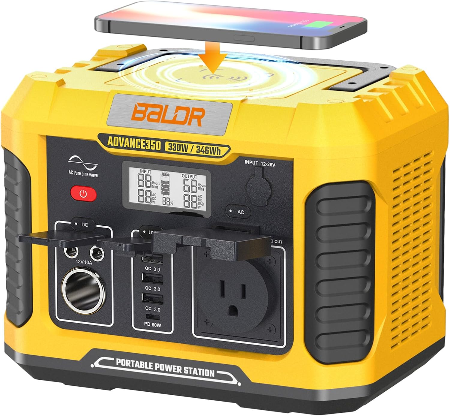 BALDR Portable Power Station 300W(Peak 660W),346Wh Solar Generator 93514mAh Power Bank with 120V Pure Sine Wave AC Outlet,Mobile Backup Lithium Battery Pack for CPAP Camping RV Emergency Home Use