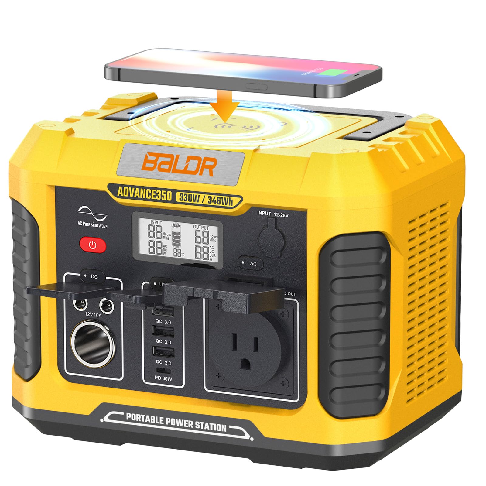 BALDR Portable Power Station 300W Peak 660W 346Wh Solar Generator 93514mAh Power Bank with 120V Pure Sine Wave