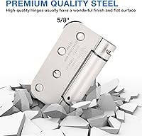 Vista 5 de Bisagras automáticas de cierre automático para puerta, satinado/níquel cepillado de 4 x 4 pulgadas, bisagras de resorte resistentes para puertas