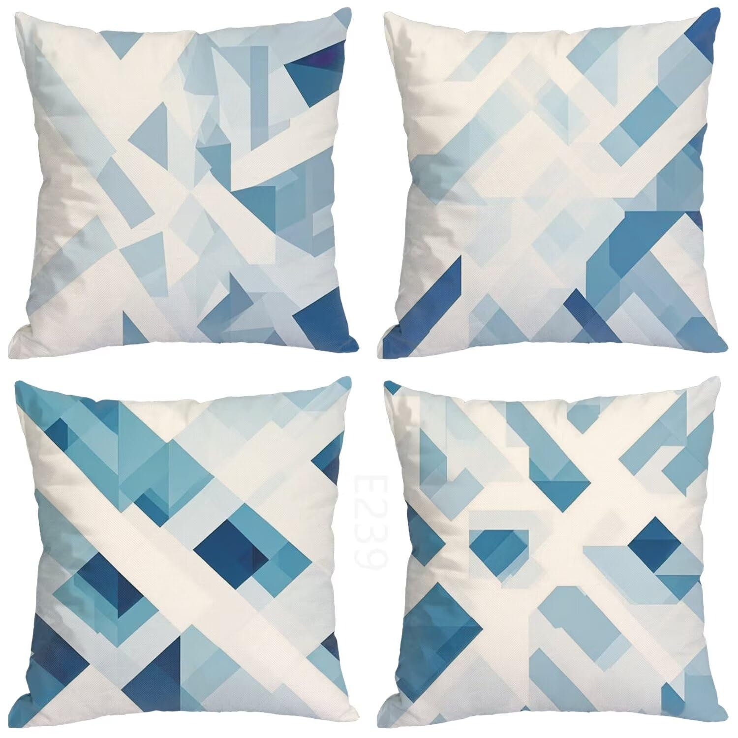 Azzurro Federe Cuscini Divano 50x50cm,4 Pack Moderno Estate Esterno Cuscini per Divano,Doppio Lato Quadrato Morbido Cuscini Divano,per Divano Soggiorno Sedia Autunno Dekoration Cuscino,Regali LY-239