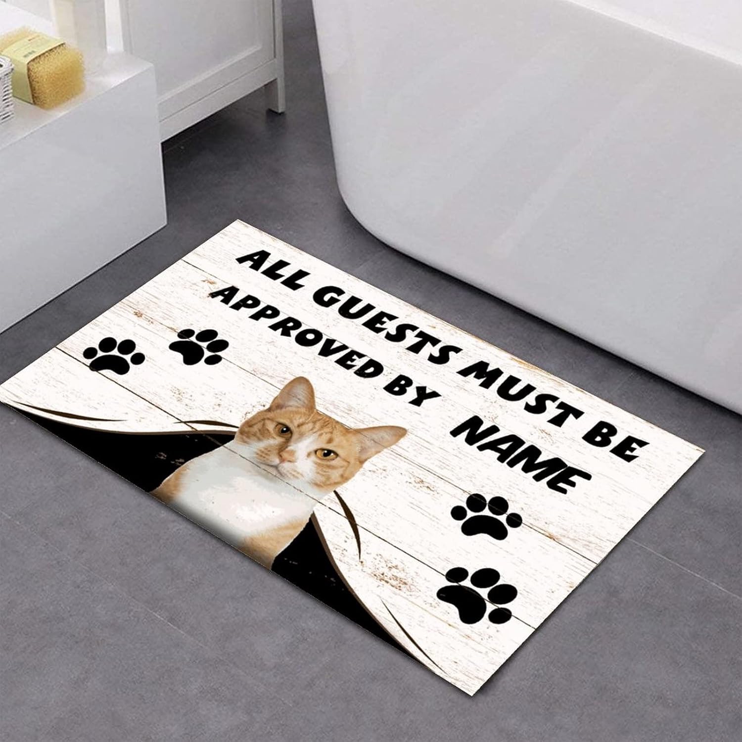 All Guests Must Be Approved by Cat Recessed Area Entrances Cat Paw Prints Coconut Coir Floor Mats Heavy Duty Backing Pet Friendly Gift for Pet Cat Owner 16x24in