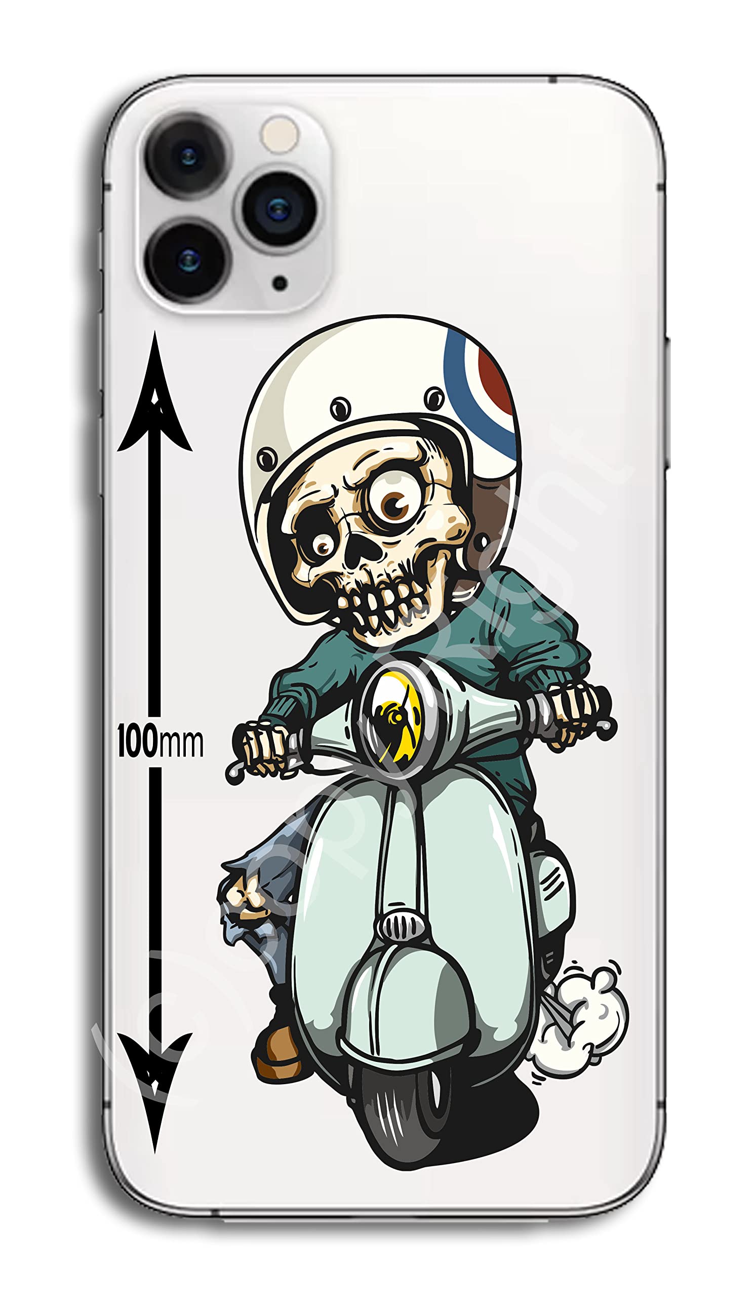 Watershed Designs Multi-Coloured Skull Scooter Bike Rider Decal Wall Art (100X48mm)