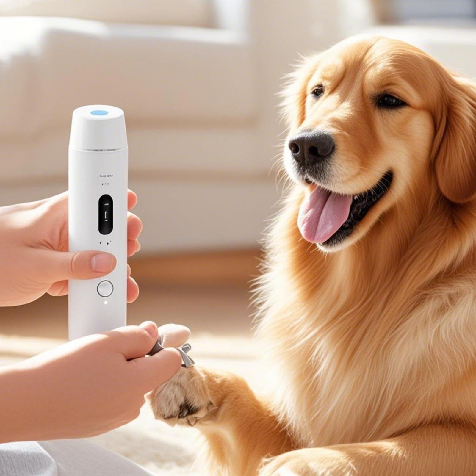WZADXMC Quiet Rechargeable Pet Nail Grinder - Dog Nail Clippers and Grinder - with LED Lights and Quick Sensor, Diamond-Tip Dust Collector, Suitable for Large Dogs, Small Cats, and Rabbits (White) - image 2