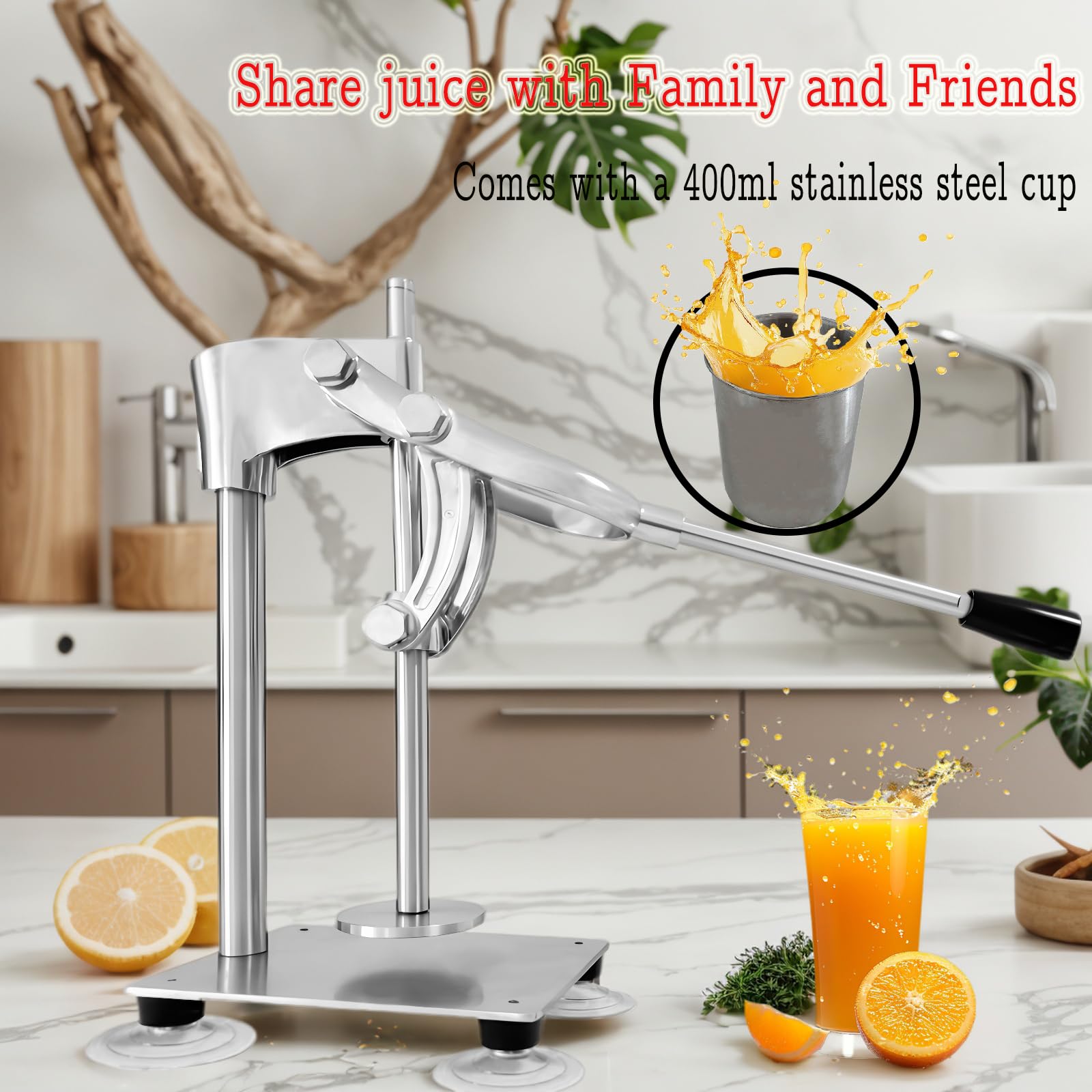 Heavy Duty Hand Juicer - Orange Crush Machine & Nut Chopper, Manual Citrus Juicer for Freshly Squeezed Orange, Lemon & Lime Juice, Easy to Use & Clean