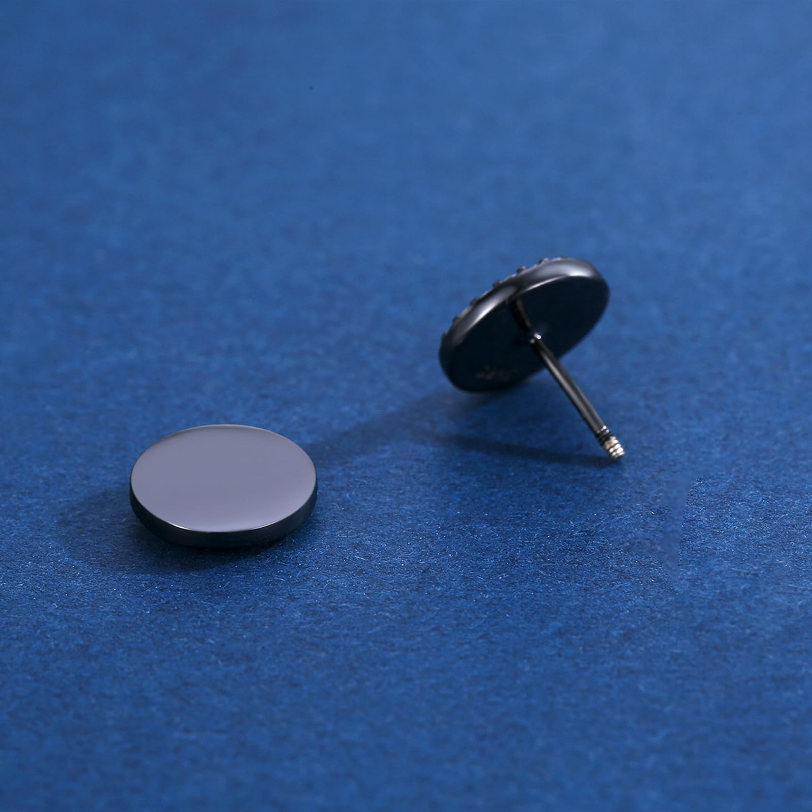 Orecchini a perno da uomo in argento Sterling 925 nero con retro piatto orecchini a perno in onice nero orecchini a elica piercing gioielli regali per le donne