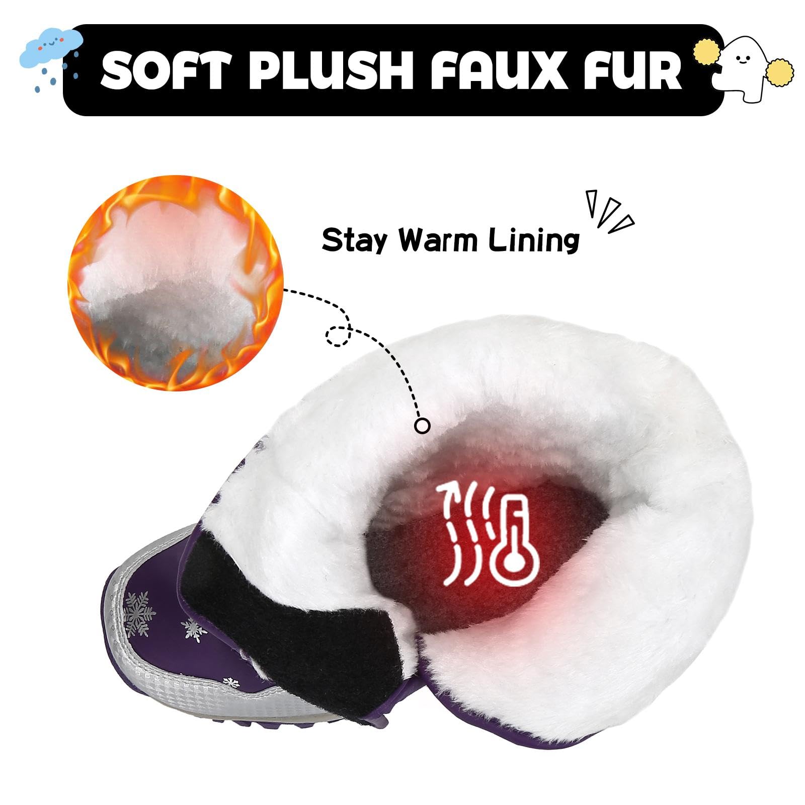 Mishansha Bambini Stivali da Neve Ragazze Caldo Fodera Stivaletti Invernali Ragazzi Scarpe Comodo Antiscivolo