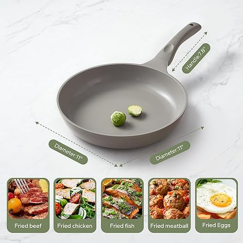 Miniatura 8 de Redchef Sartenes antiadherentes, sartén de cerámica, sartén no tóxica para tortilla con mango resistente al calor, libre de PFOA y PFAS, compatible