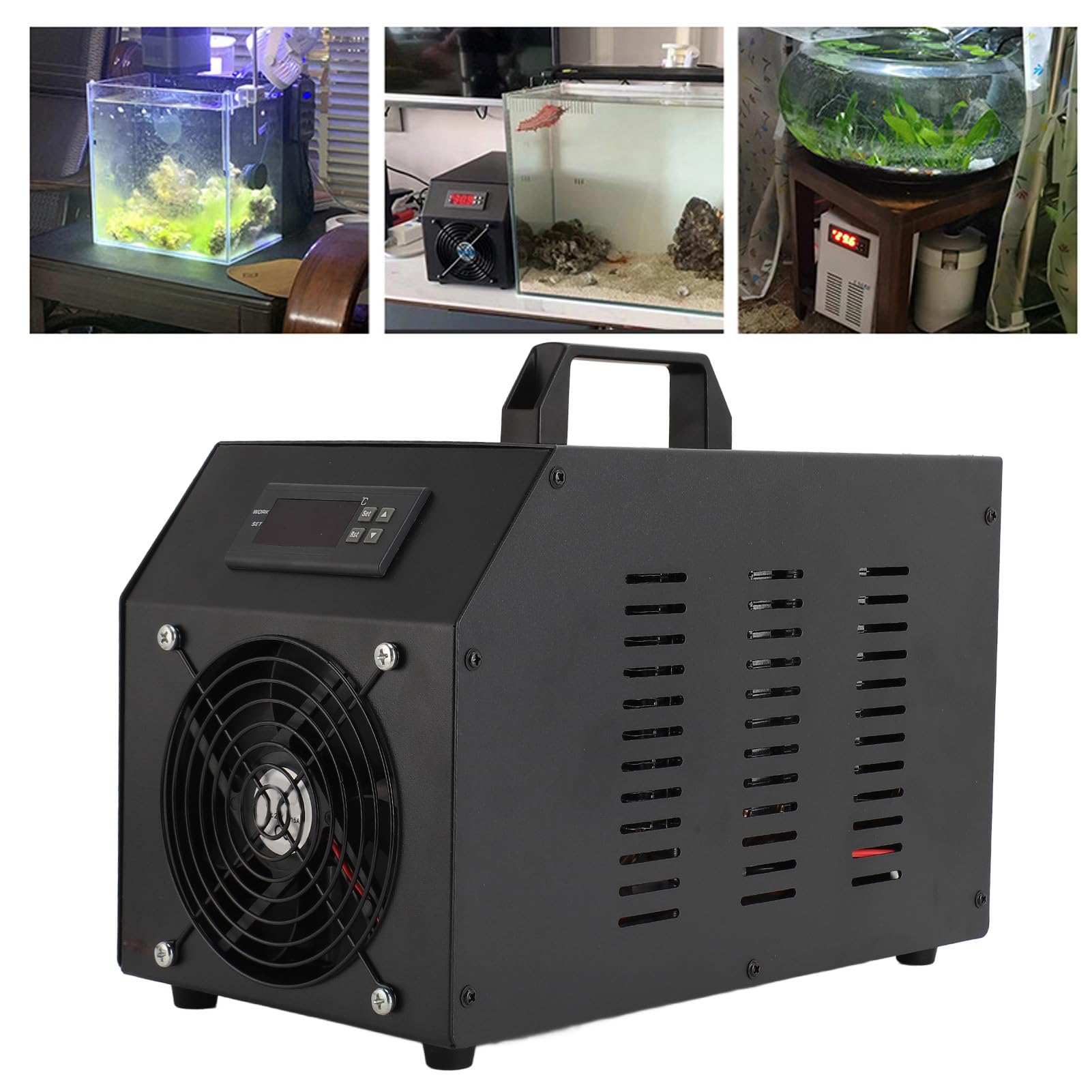 Luocute Akwarium Chłodnicy 60L Rybak Chłodnicy Cisza do Hodowli Krewetek Domowych, 200 W Chłodnica Rybacka do Hydroponicznych Chwastów żellyfuze Crystal (wtyczka UE)