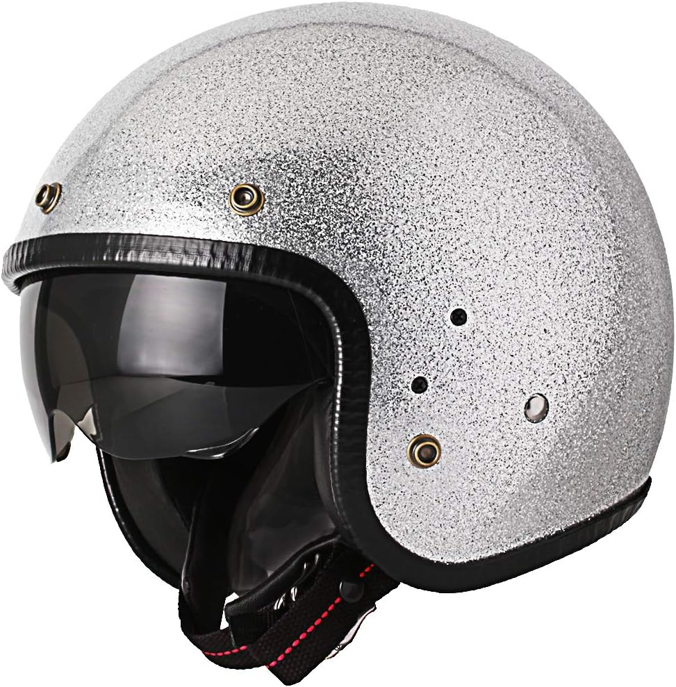 Open Face Motorcycle 3/4 Half Helmet for Moped ATV Cruiser Scooter DOT with Extra Shield