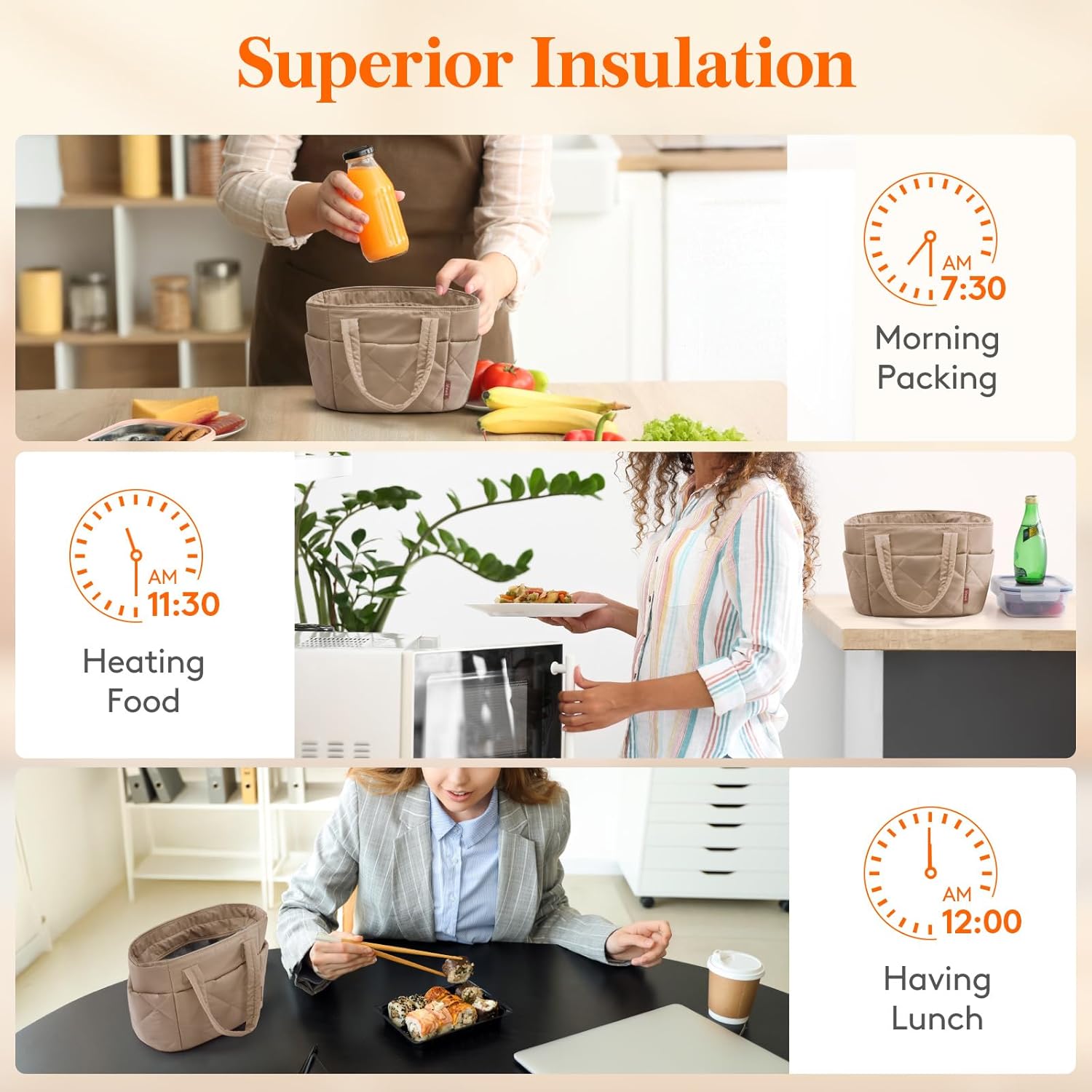 Lifewit Insulated Lunch Box for Women, Lightweight Puffy Tote Bag