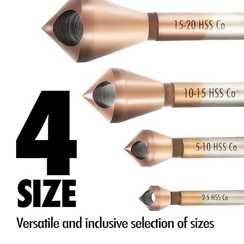 Miniatura 3 de 4 brocas avellanadas de un solo extremo de acero cobalto con acabado de revestimiento de cobalto para metal duro, acero inoxidable, madera, 90