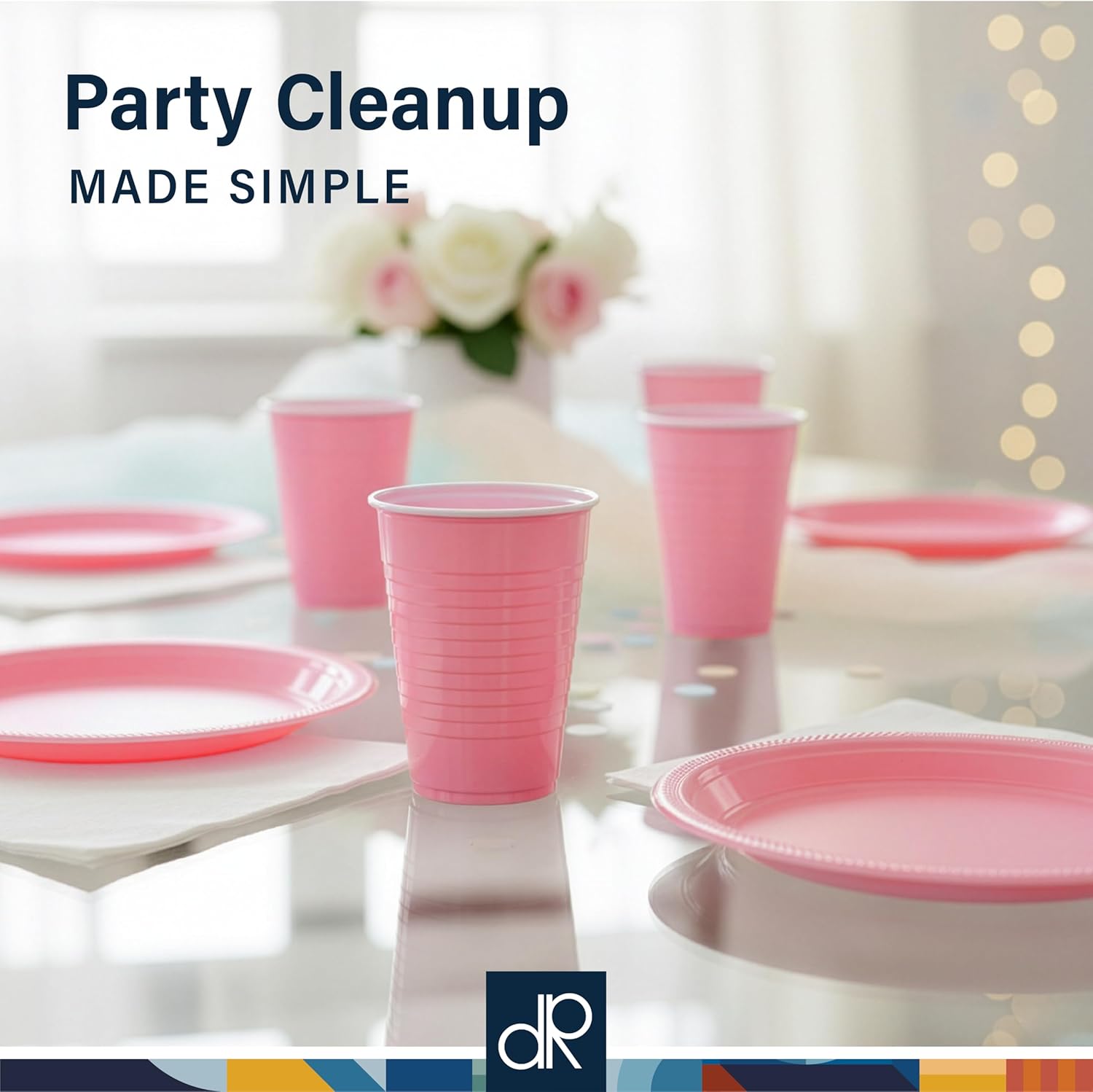 DecorRack Light Pink Plastic Cups, 12 oz Disposable Cups, Reusable Party Supplies (40 Count) - Image 7