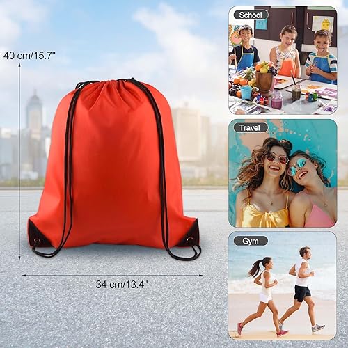 Miniatura 2 de KUUQA Mochila con Cordón Bolsas a Granel Bolsas de Cuerda Bolsas de Almacenamiento para Deporte Gimnasio Viajes, Rojo, Moderno