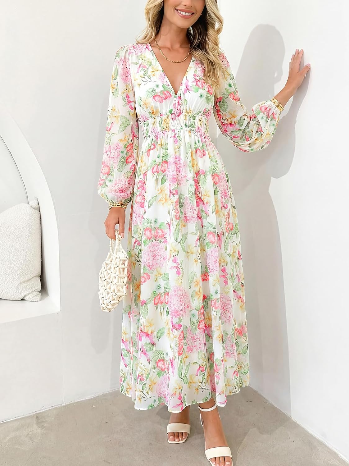 Sissyaki Womens Long Sleeve Summer Maxi Dress 2026 Floral Dress Spring Wedding Guest Dress - Image 5