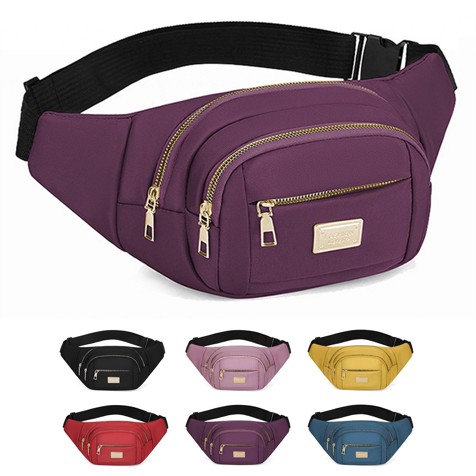 Bumbags for Ladies Women Men Lightweight Adjustable Bum Bag Fanny Pack with 4 Zipper Pockets,Fashionable Waist Pack for Travel, Running, Hiking, Cycling (Pink) — view 11