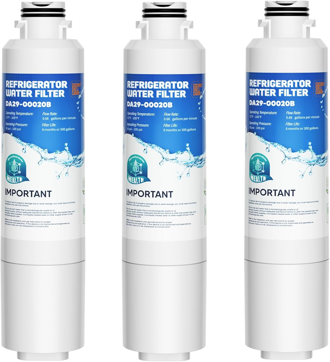 DA29-00020B Replacement for Samsung Water Filter DA29-00020B, HAF-CIN/EXP, RF28HFEDBSR, RF263TEAESG, RF263BEAESR, RF28HDEDBSR, HAF-CIN, RF4287HARS, RF4267HARS, DA97-08006A, 3 Filters DA29-00020B Replacement for Samsung Water Filter DA29-00020B, HAF-CIN/EXP, RF28HFEDBSR, RF263TEAESG, RF263BEAESR, RF28HDEDBSR, HAF-CIN, RF4287HARS, RF4267HARS, DA97-08006A, 3 Filters
