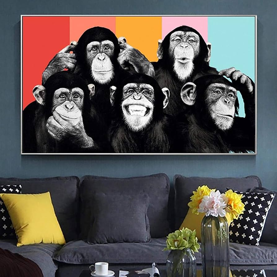 Amazon.co.jp: チンパンジー 変な顔 ポスターと版画 キャンバス