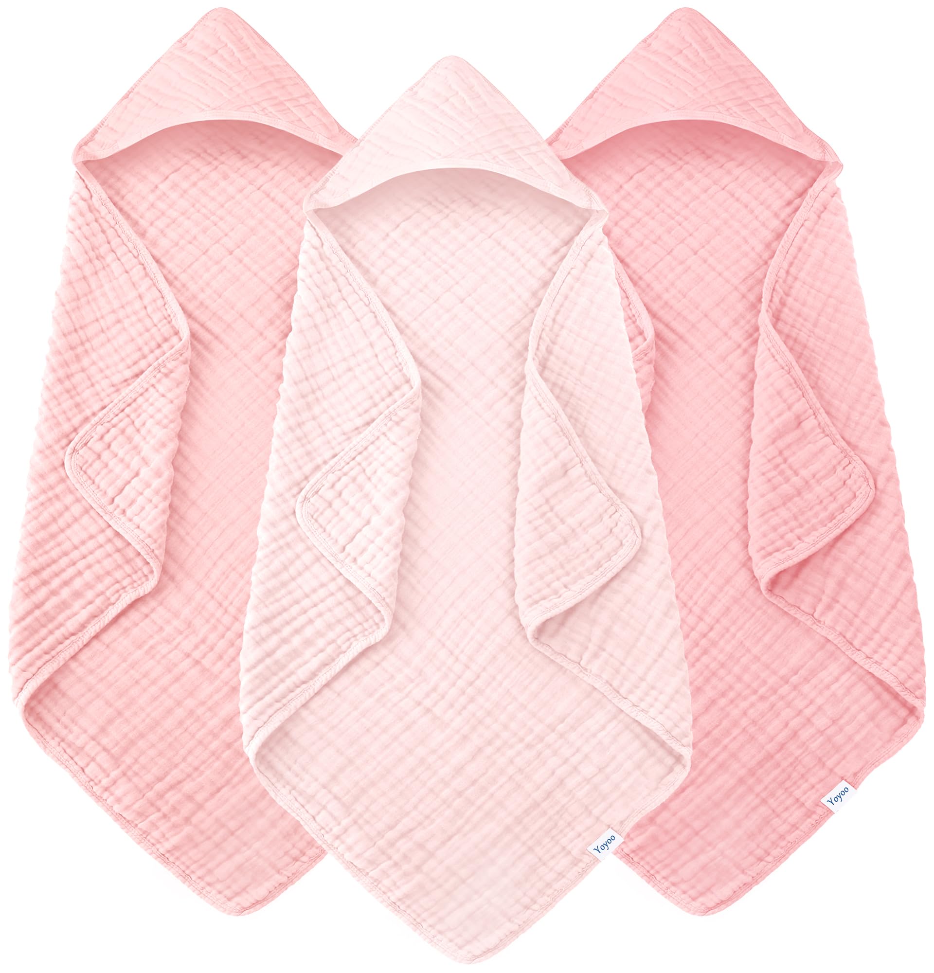 Muslin Hooded Baby Bath Towels - 3 Pack 100 Cotton Ultra-Soft Towels for Newborns Infants Toddlers - 32x32