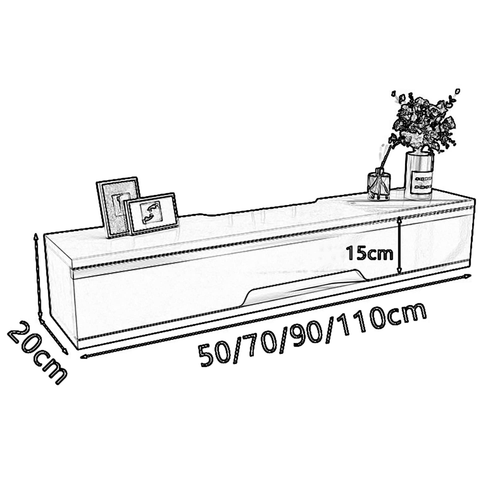 Supporto da parete per TV in legno massello galleggiante, per casa e ufficio, mensola da 50 cm, per decoder via cavo, router, lettori DVD, finitura opaca