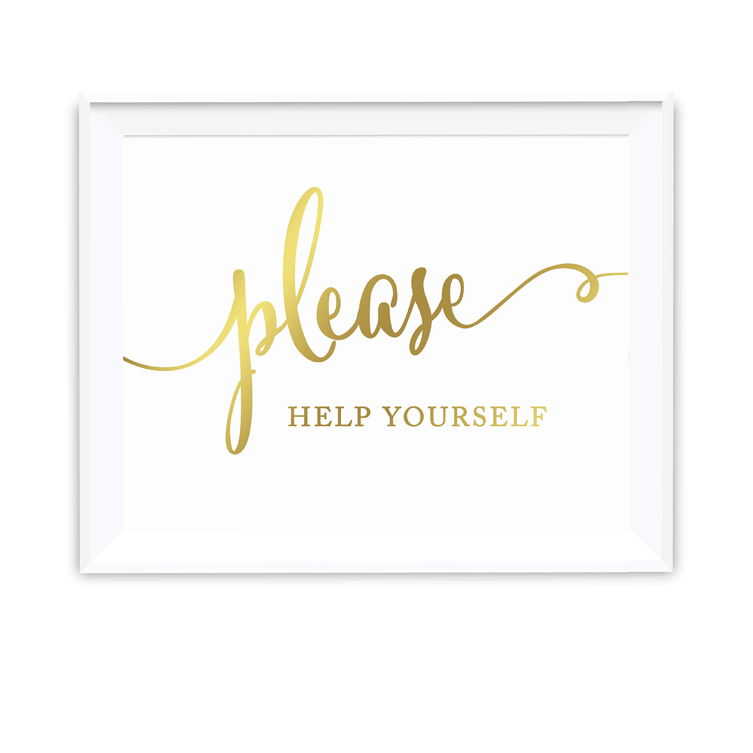 Andaz Press Wedding Party Signs, Metallic Gold Ink Print, 8.5x11-inch, Please Help Yourself Reception Dessert Table Sign, 1-Pack, Unframed
