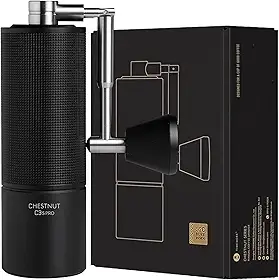 TIMEMORE Moedor de café manual Chestnut C3S Pro, moedor de café de aço inoxidável S2C, moedor de café manual com alça dobrável, configuração de moagem ajustável para viagem/acampamento/casa, preto