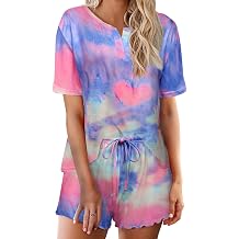 ACEVOG Women Causal Pajama Soft Sleepwear Teen Tie Dye Lounge Set