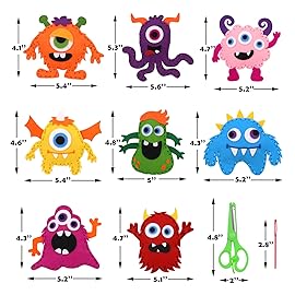 CiyvoLyeen Kids Sewing Kit Crafts - Little Monsters Felt Plush DIY Craft Adopt A Monster Educational Sewing Set for Kids Beginner Craft Kit Set of 8