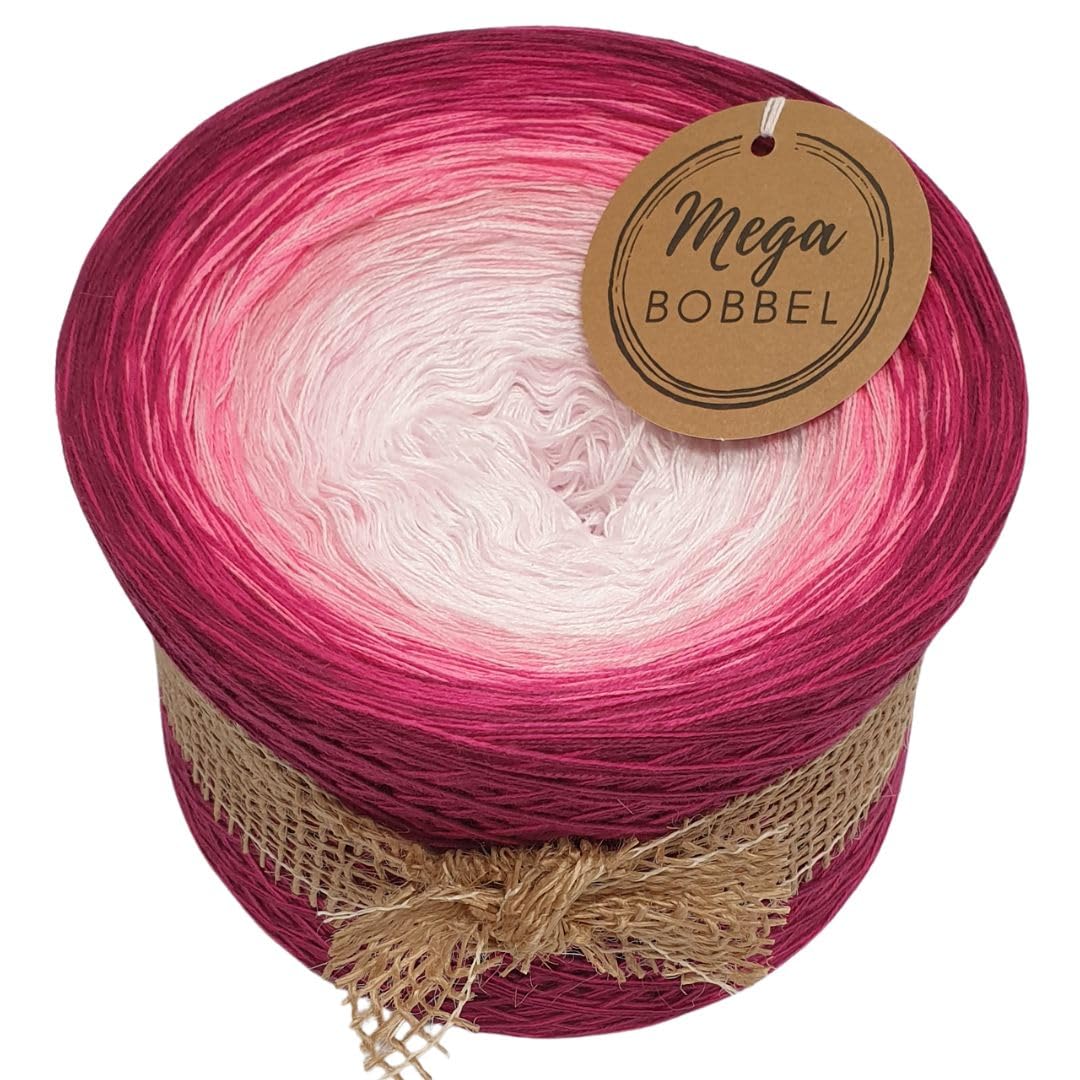 MegaBobbel Farbverlaufsgarn Pinke Beeren – 1500 M, 3-fädig, Zum Häkeln & Stricken