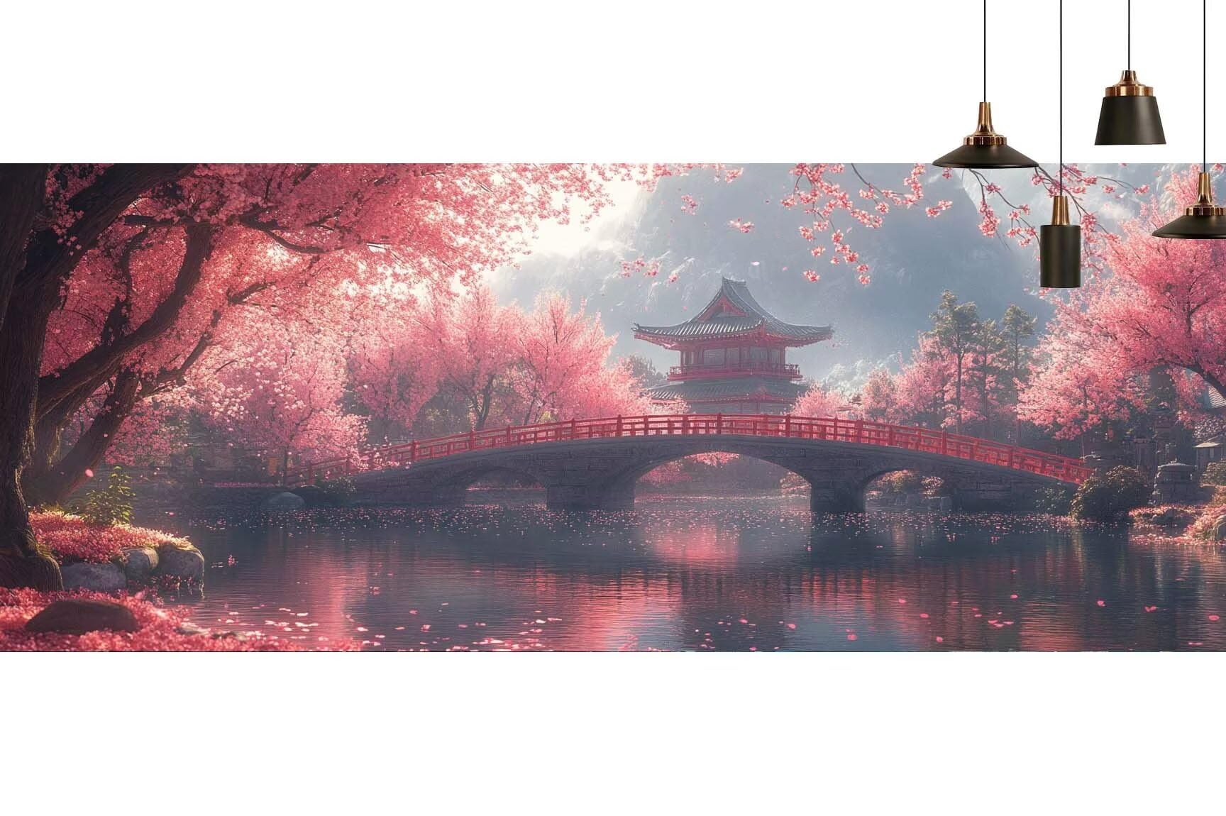 Japon Diamond Painting Fleur Diamond Painting Enfant Broderie Kit Complet, 5D Peinture Diamant Point de Croix Cristal Artisanat,DIY Tableau Strass Diamant Canevas Débutant Kit, Gifts 40x120cm M682
