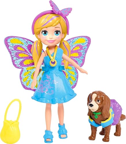 Miniatura 6 de Polly Pocket Muñeca y accesorios, paquete de disfraz de Masque 'N Match con muñeca pequeña de 3 pulgadas, mascota, 4 disfraces para muñeca y para
