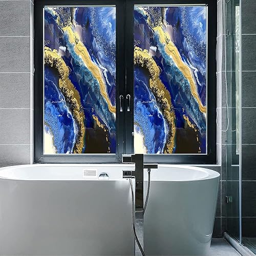 Miniatura 5 de Película estática de mármol para ventana, pintura de arte abstracto, textura de mármol, película de vidrio para decoración del hogar de ventanas de