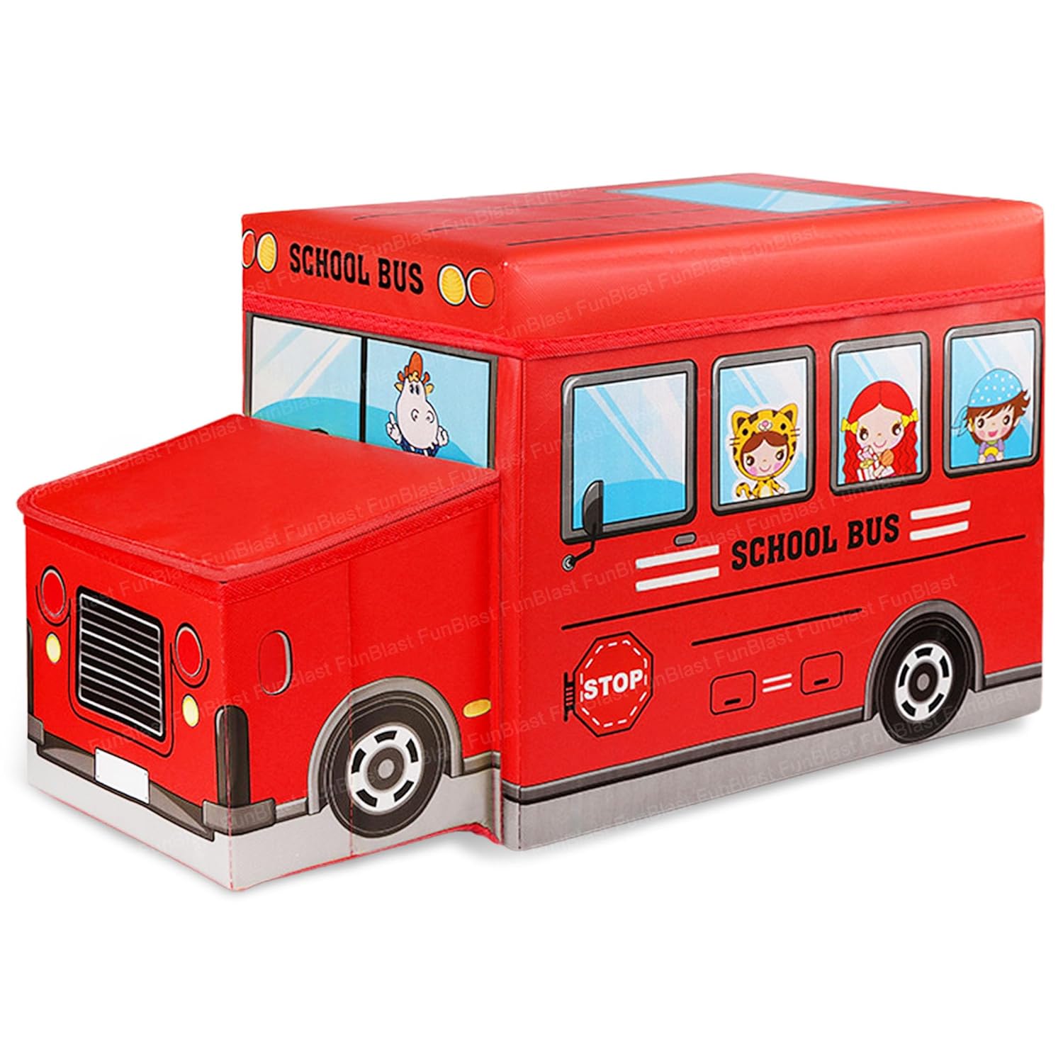 FunBlast Ottoman Storage Box - School Bus Shaped Muti-Functional ...