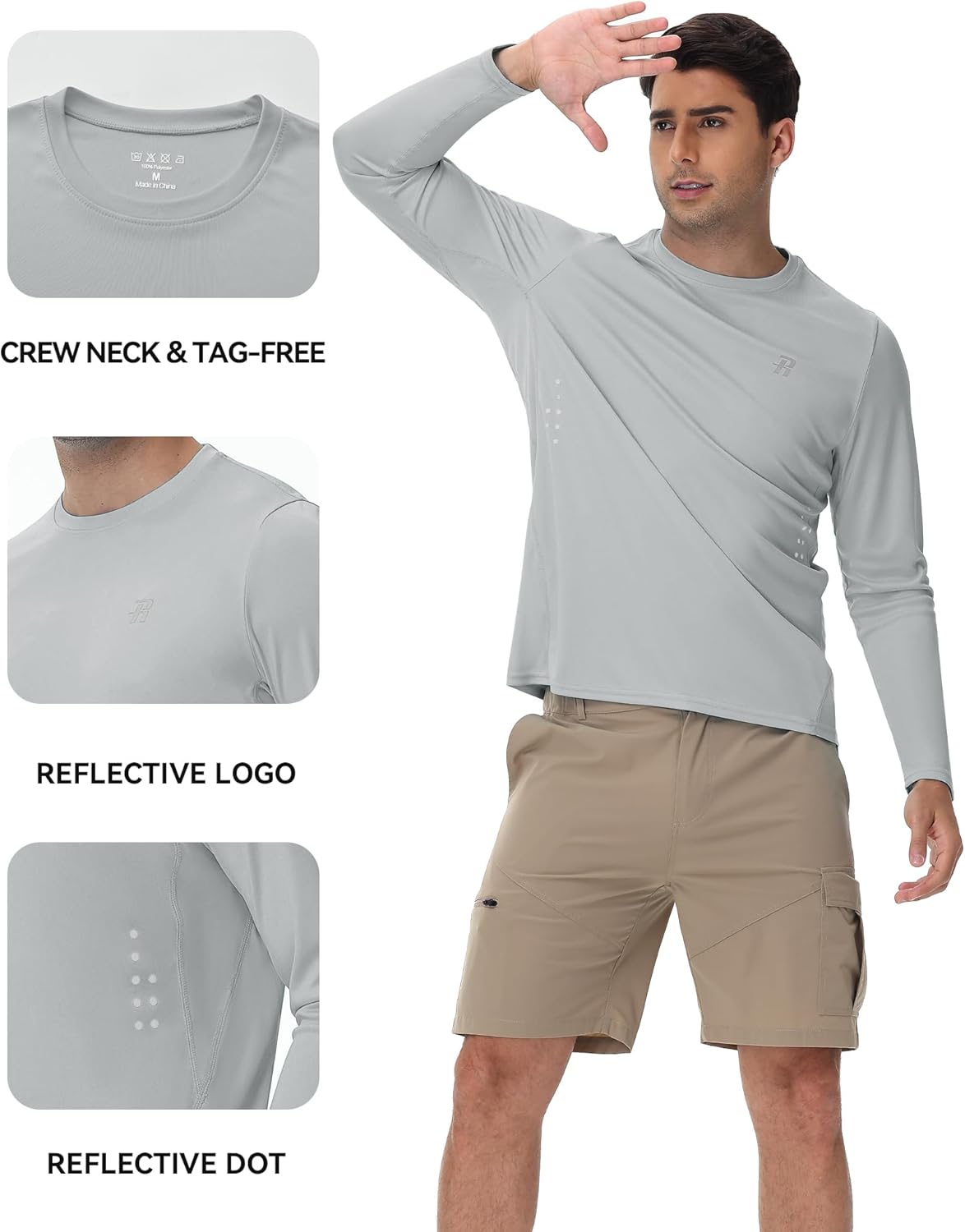 Runhit Men's UPF 50+ Sun Protection Shirts Long Sleeve UV Swim Shirt Fishing Hiking Running Rash Guard Quick Dry Lightweight - Image 4