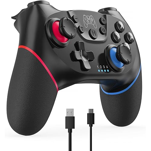 Upgraded Switch Controller, Wireless Pro Controller for Switch 2/Lite/OLED, Bluetooth Remote Gamepad with Hall Effect Joystick, 6-Axis Gyro, Dual Motor & Turbo (Black)