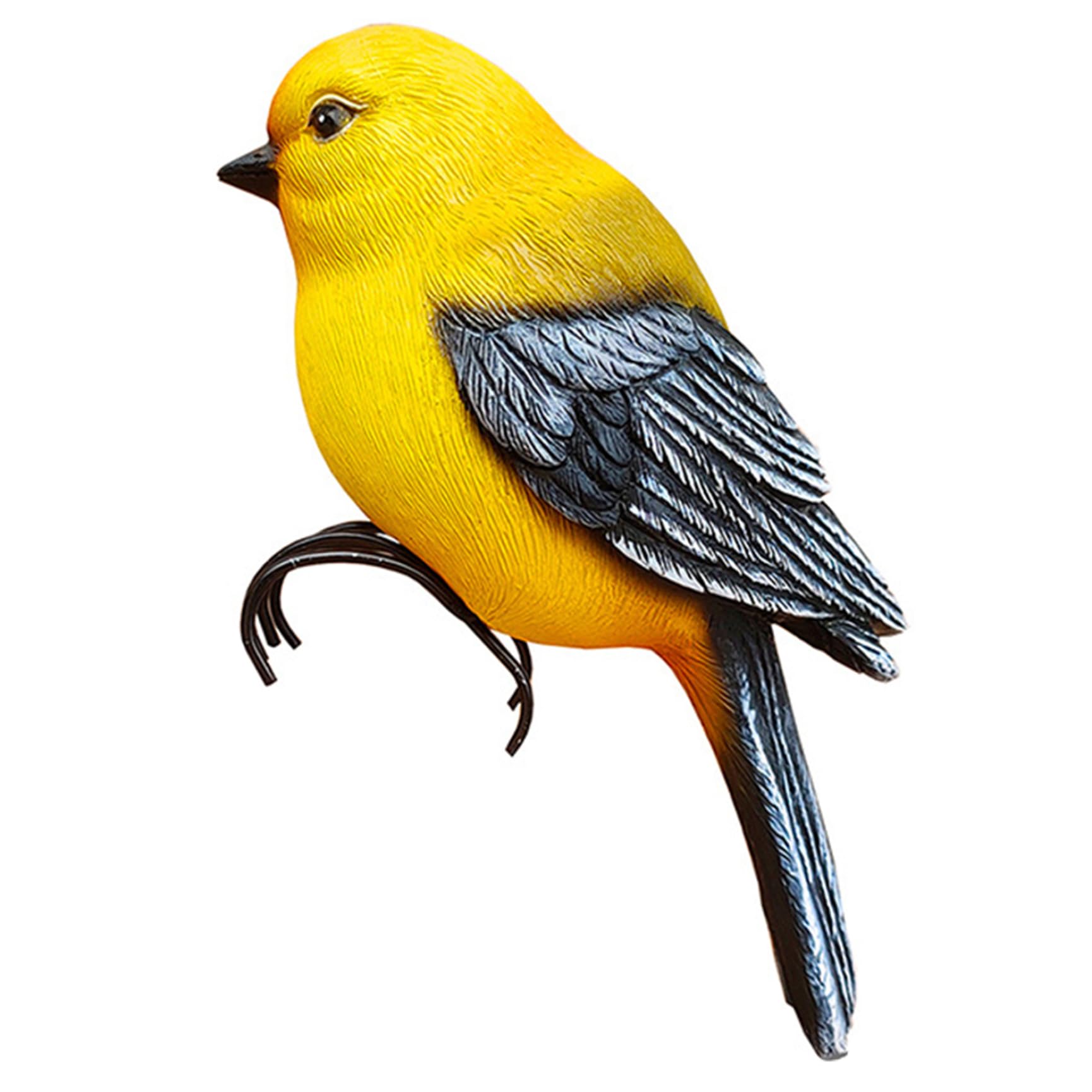 Statues d'oiseaux en résine jaune 3.54x2.76x6.69 pour décoration de pot fleur