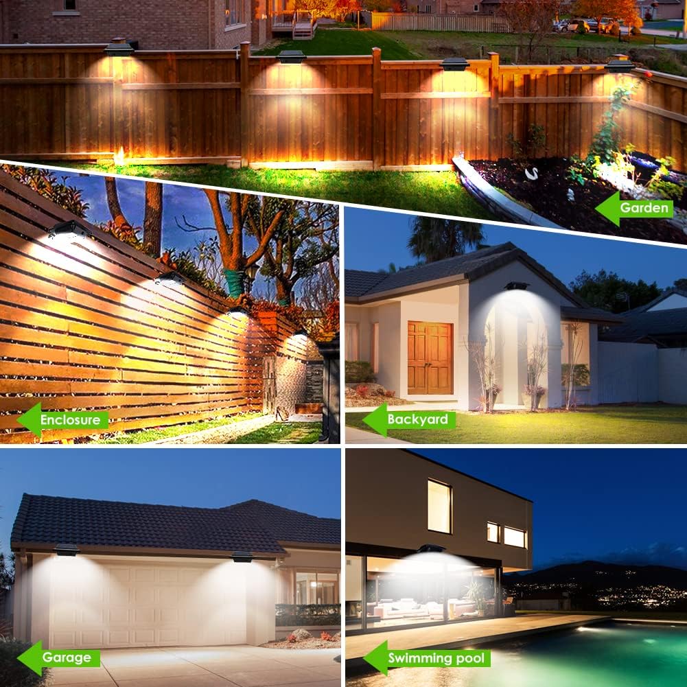 Gutter Solar Patio Decor Lights, 40 LED Deck Outdoor Waterproof Fence for Wall Backyard Porch, Pool, Step Stairs, Yard, Garden, Pathway (6 Pack-Black, Cool White)