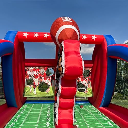 Miniatura 7 de Juego interactivo de fútbol inflable de carnaval con 6 bolas y soplador para fiestas de cumpleaños, juegos de césped, eventos escolares